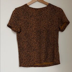 & Other Stories Brown Leopard Print Short Sleeve Top
